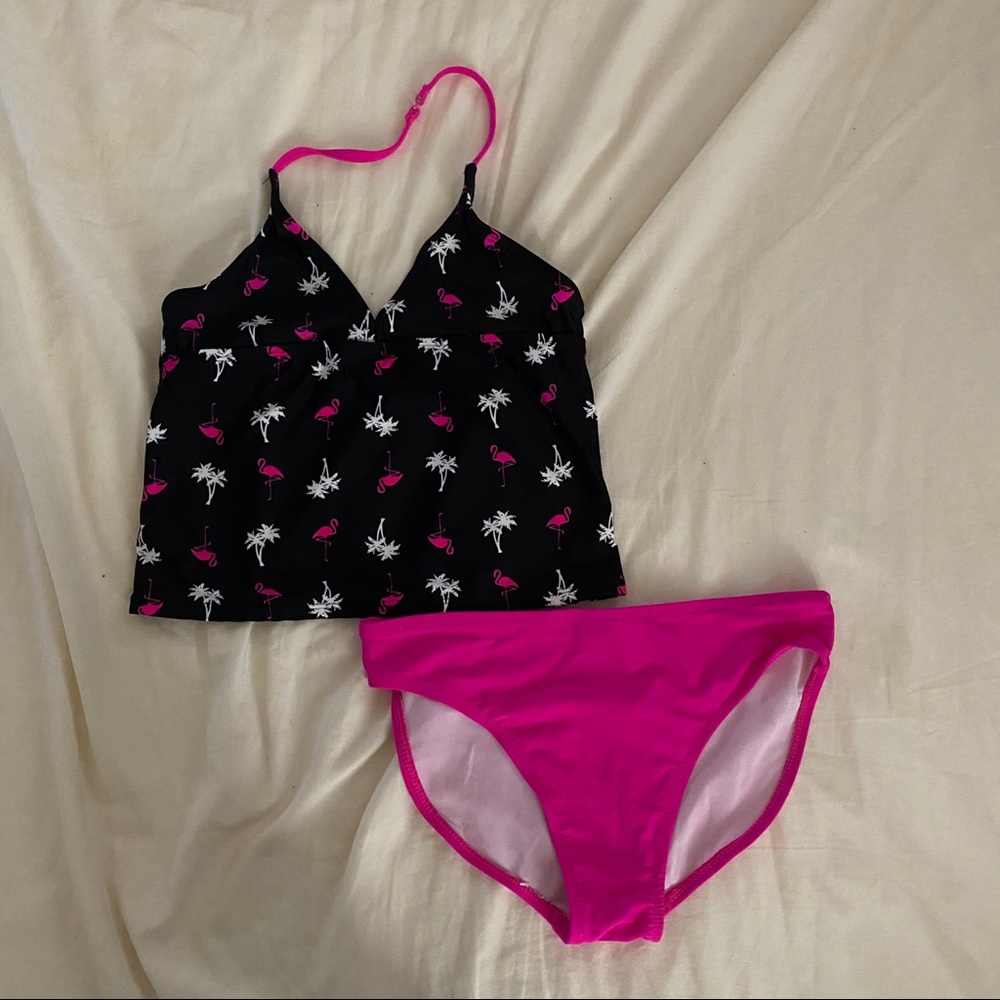 Girls Flamingo Two Piece Bathing Suit